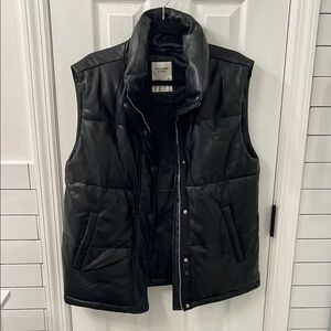 Black Quilted Puffer Vest with Stand-Up Collar